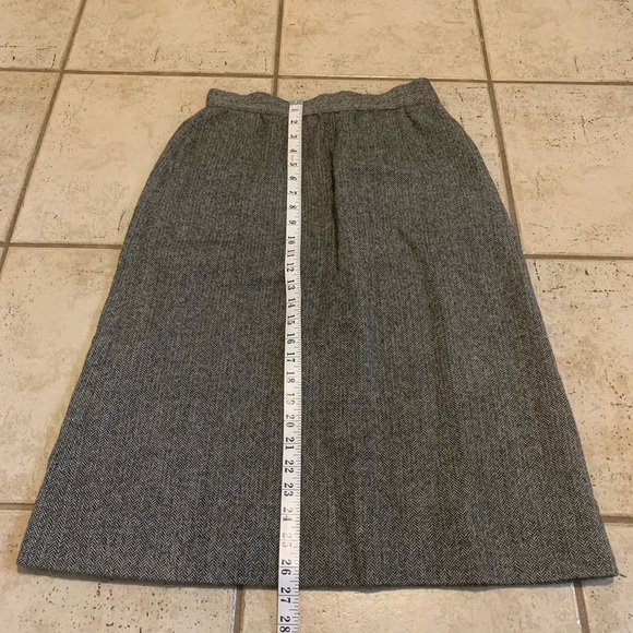 Vintage PORTS INTERNATIONAL 80% Alpaca Wool Herringbone Midi A-Line Skirt 12 - Picture 9 of 9